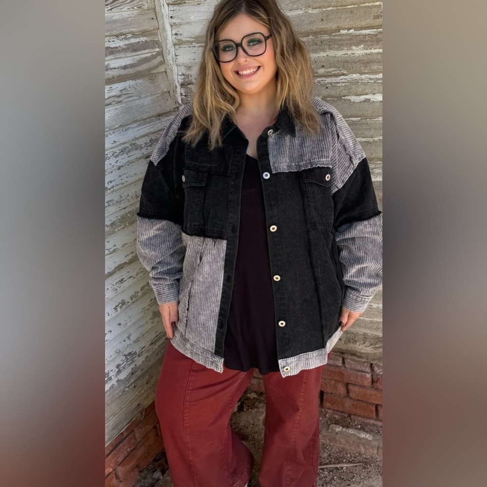 Very J Black and Gray Jean Jacket